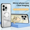 thumbnail image 3 of Allytech Mirror Case for iPhone 14 Pro Max for Girls Women Makeup, Bling Rhinestone Ring Holder Finger Grip Kickstand Cover, Full Body Protection Precise Cutouts Shockproof Case - Silver, 3 of 10