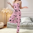 thumbnail image 4 of Pijama de Dos Piezas con Top Corto con Estampado de Corazones y Pantalones Anchos para Mujer. Ropa de Dormir para Estar en Casa. Amor Negro y Rosa XXL, 4 of 7