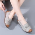 thumbnail image 2 of Bowknot Leather Loafers for Women Lightweight Walking Flats Comfortable Wide Toe Box Non Slip Work Shoes Gray Size 9.5, 2 of 4
