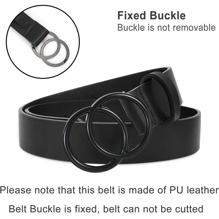 Women Leather Belt Fashion Double O-Ring Soft Faux Leather  display picture 1