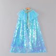 thumbnail image 2 of GYRATEDREAM Princess Cape Cloaks for Little Girls Sparkling Sequins Cape Christmas Halloween Custome Cosplay Party Accessories for 65CM Blue, 2 of 5