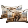 thumbnail image 2 of Coolnut Highland Cow Satin Pillowcase for Hair and Skin Silk Pillowcase Soft Sleeping Pillow Covers Smooth Cooling Pillowcase with Envelope Closure Size Standard 20x30 in Home Decor Gifts, 2 of 7