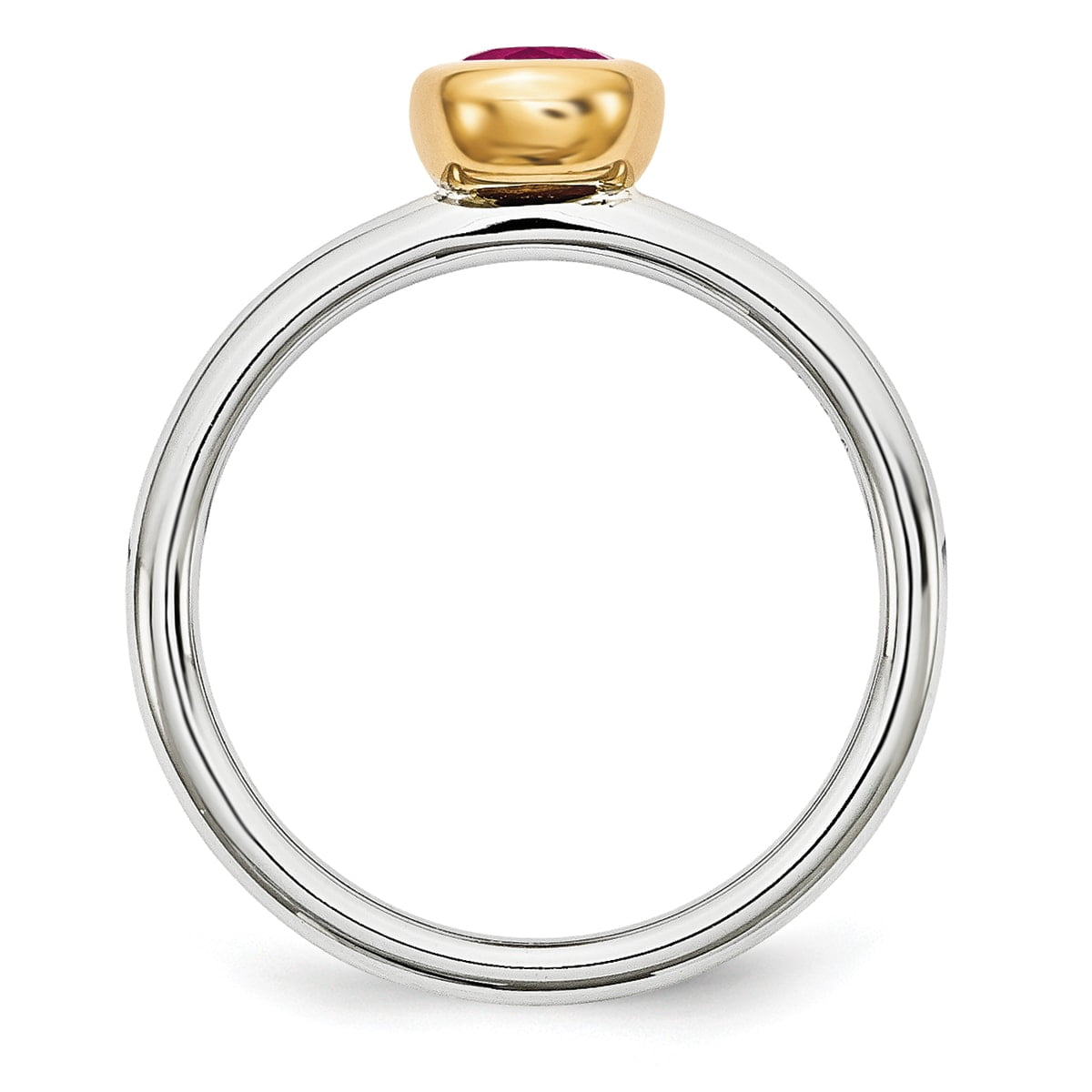 Created Ruby Sterling Silver with Gold-Plate Ring