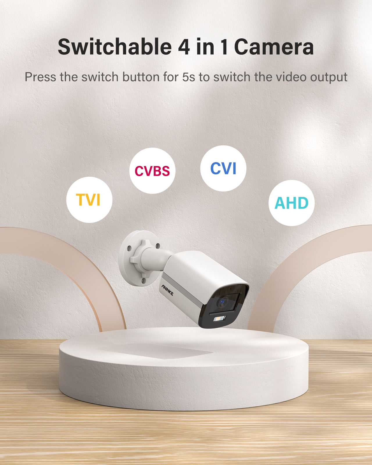 ANNKE 3K Add-On Security Bullet Camera with Full Color Night Vision, 4-in-1 TVI/AHD/CVI/CVBS CCTV Surveillance Bullet Cam with Built-in Mic, 2.8mm Lens, IP67 Weatherproof