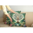 thumbnail image 2 of Ambesonne Springtime Throw Pillow Cover 2 Pack, Circular Tree Flourish, 24", Green Blue and Pink, 2 of 7