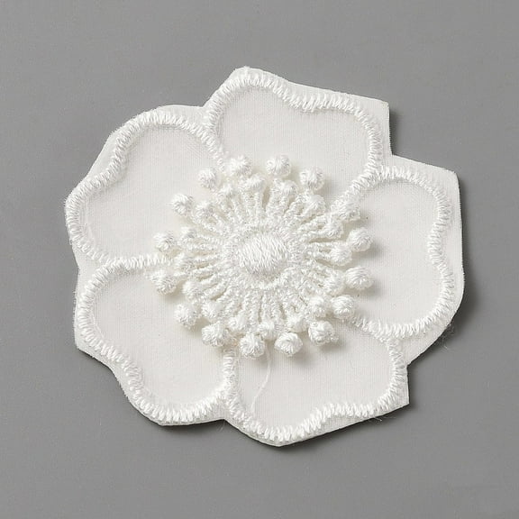 Computerized Embroidery Lace Self Adhesive/Sew on Patches Costume Accessories Appliques Flower 65x58x2mm