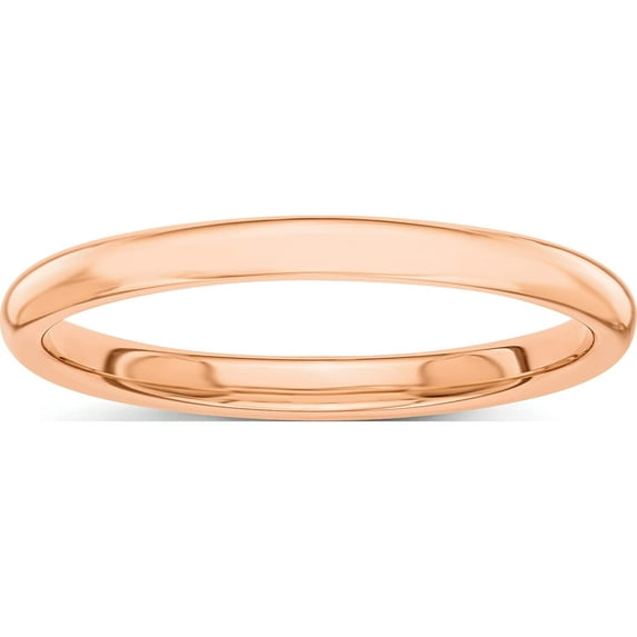 14K Rose Gold Polished 2mm Band (Size 6.5) Made In United States stk6-6.5