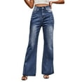 thumbnail image 1 of adviicd Boot Cut Jeans for Woman Women's Essentials Ripped Mid Rise Destroyed Skinny Jeans Blue,M, 1 of 5
