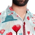 thumbnail image 5 of Eiffel Tower Valentine's Day Men's Short Sleeve Button Down Casual Beach Printed Shirts, 5 of 6