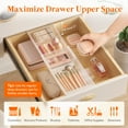 thumbnail image 6 of Lifewit Sliding Kitchen Drawer Organizer Tray with Inserts, Extendable Hanging Desk Drawer Divider, 14-23" Long/1.8" High Plastic Organizer Box in Vanity/Bathroom/Office/Kitchen, Clear, 6 of 9