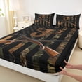 thumbnail image 3 of Manfei Brown Initial J Letter Queen Sheet Sets for Men, Rustic Jungle Plant Flat Sheet, Retro Western Theme Queen Fitted Sheet, Super Cozy Room Decor, 4pcs, 3 of 7