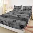 thumbnail image 4 of Homewish Grunge Dog Paws Bed Sheets,Country Farmhouse Cabin Full Size Sheets,Gray,4-Piece,1 Flat Sheet, 1 Fitted Sheet and 2 Pillowcases, 4 of 6