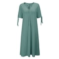 thumbnail image 4 of Womens V Neck Short Sleeve Dress Hollow Out Detail Casual Style Solid Color, 4 of 8