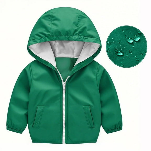 Toddler Rain Jackets Hooded Long Sleeve Zipper Rain Boys And Girls Waterproof Rain Jacket Windbreaker Coat Kids Raincoat Outerwear