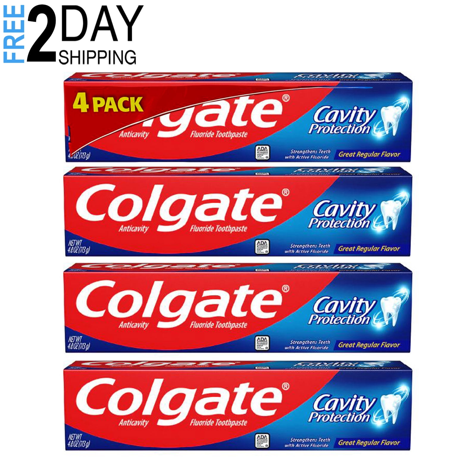 (4 Pack) Colgate Cavity Protection Toothpaste with Fluoride, Great Regular Flavor, 32 oz, 4 Ct