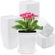 thumbnail image 1 of Nvzi Paquete de 24 macetas de plástico cuadradas para vivero, macetas de plástico de 3 pulgadas, maceta con bandeja y platillo para decoración de interiores, exteriores,color blanco, 1 of 5