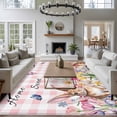 thumbnail image 4 of Pink Easter Area Rugs Collection 6'x9', Spring Watercolor Tulip Flower Plant Plaid Non Slip Indoor Rectangle Throw Runner Rug Floor Mat Carpet for Living Room Dining Table Bedroom Nursery, 4 of 9