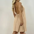 thumbnail image 4 of USSUMA Dresses for Women 2025 Casual Spring Summer Dresses Short Sleeve Solid Color Striped Loose Fit Maxi Dress Vintage Dresses Comfortable Dress Climbing Reduced Price Khaki Dress Size-XXXL, 4 of 4