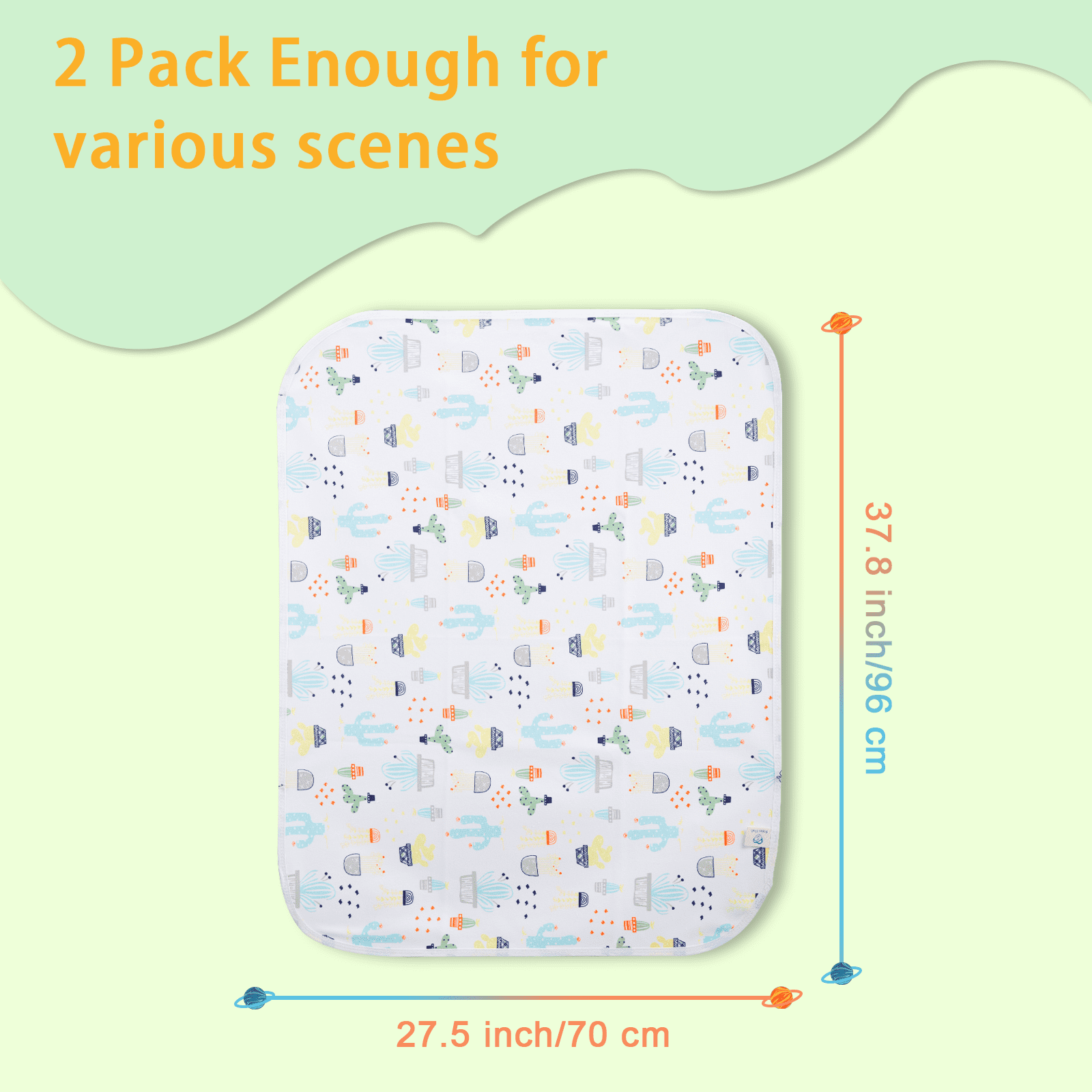 Asung Baby Changing Pad Waterproof 37.5" x 27.5" Portable Diaper Changing Mat Liners 2 pack