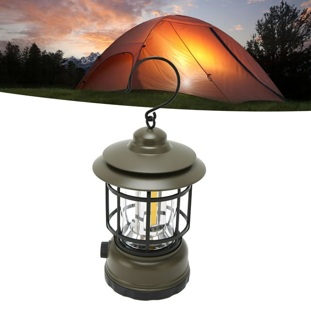 LED Vintage Lantern, 2000mAh Vintage Style Waterproof Tent Light Portable LED Emergency Light For Camping Hiking Hanging Tent Light With Hook Easy To Use Retro Camping Lantern