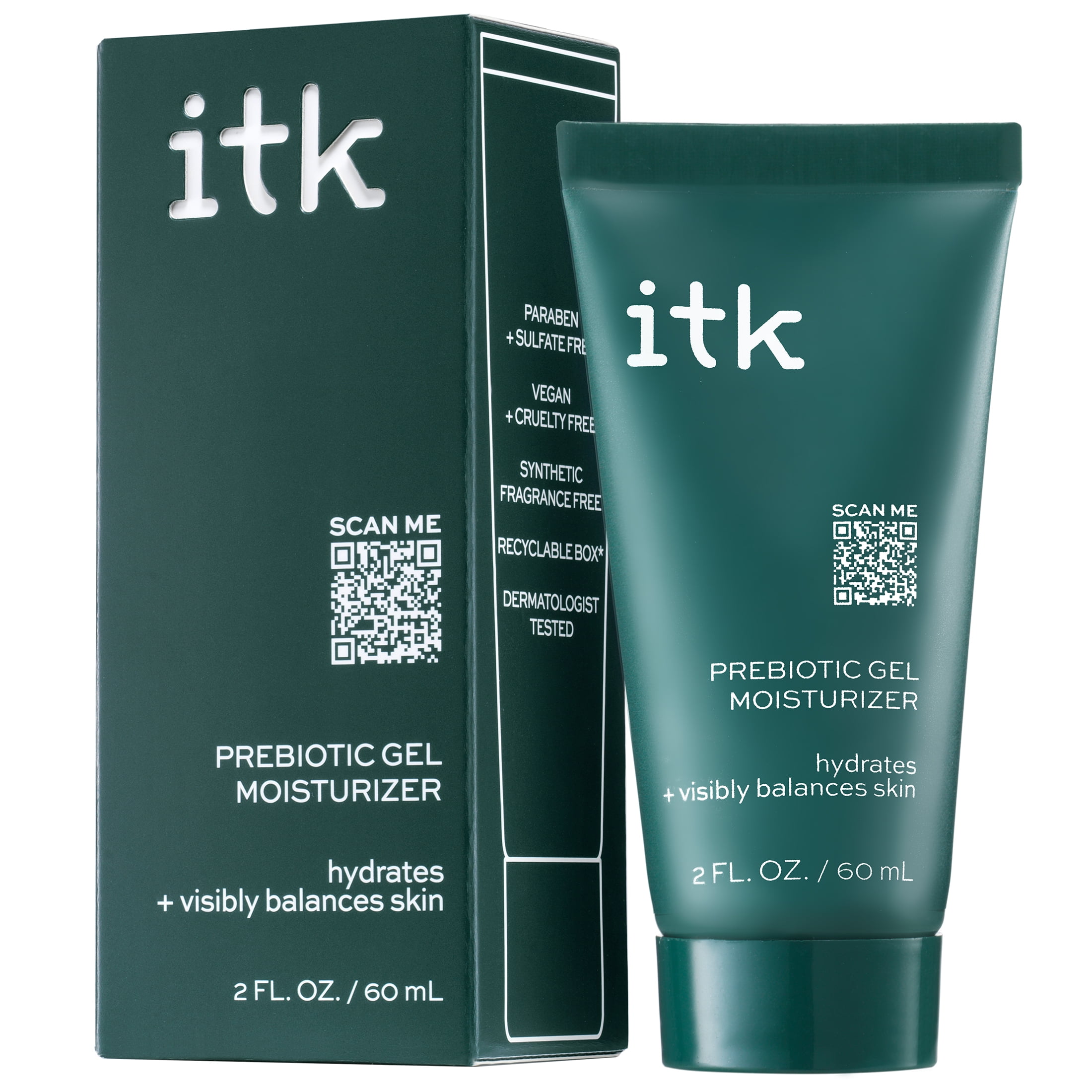 (6 pack) ITK Skincare Prebiotic Gel Moisturizer with Niacinamide and Squalane for All Skin Types, 2 oz