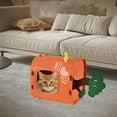 thumbnail image 4 of Cat House Indoor, Foldable Felt Cave Bed with Tunnel, Enclosed Scratch Resistant Kitty Condo Hideaway, Warm Cozy Pet Shelter for Small Large Cats Holiday Decorations Holiday Gifts, 4 of 6