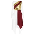 thumbnail image 5 of Vestido de danza lírica litúrgica para mujer, manga larga, metalizado, asimétrico, traje de adoración, vestido de actuación de danza de ballet, 5 of 5