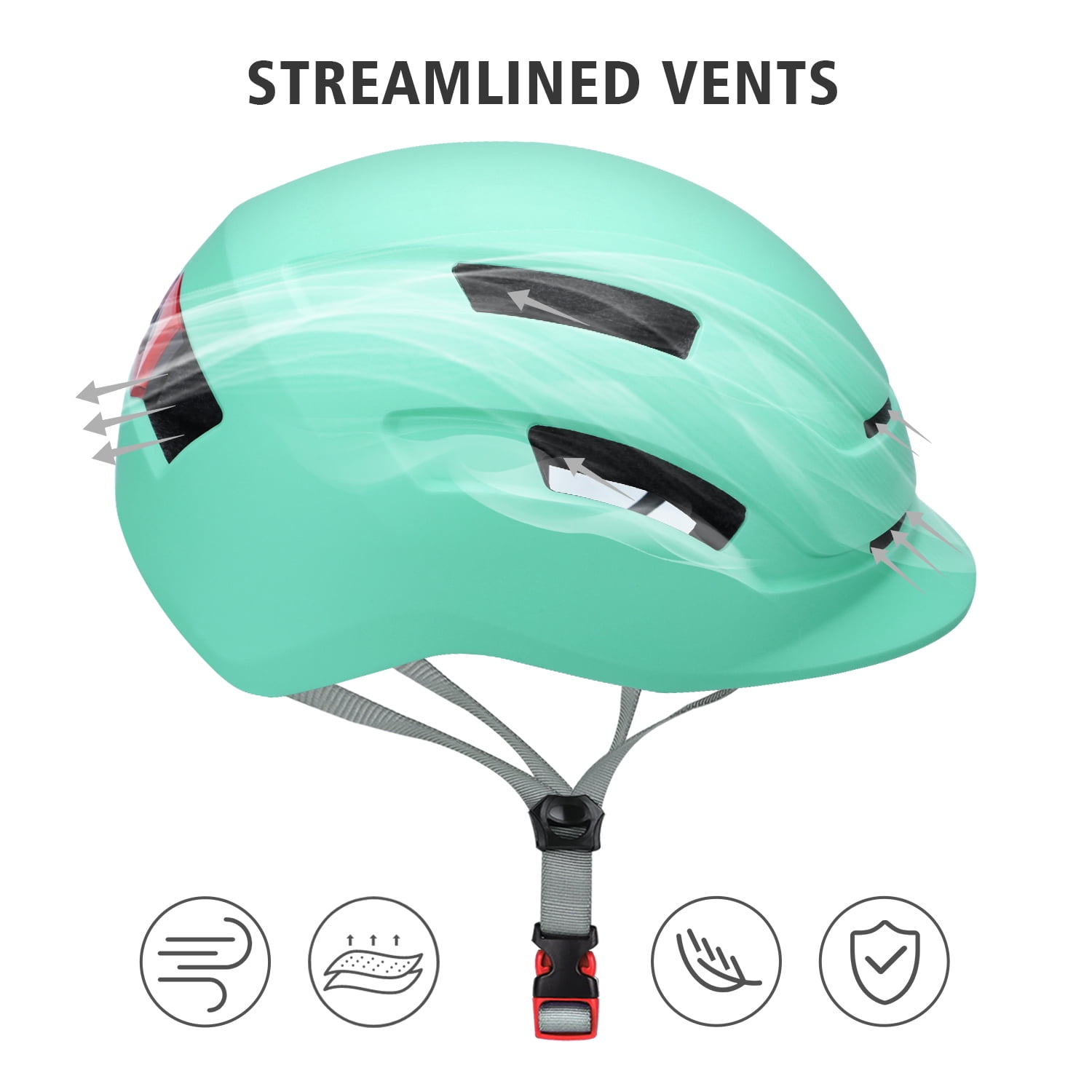 SLANIGIRO Adult Bike Helmet with Light - Commuter Bicycle Road Cycling Helmet with Replacement Pads for Men Women M (55-58cm)
