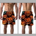 thumbnail image 3 of luoweisi Men's Beach Shorts Quick Dry Swim Trunks with Mesh Lining Halloween Pumpkin L, 3 of 5