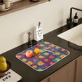 thumbnail image 5 of Yayeee Dish Drying Mat for Kitchen Counter 16" x 18" Microfiber Super Absorbent Coffee Decorative Pad, Colorful Checkered Daisy, 5 of 9