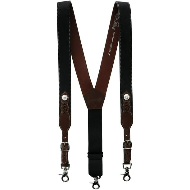 Nocona Belt Nocona Belt Co Leather TwoTone Suspenders with Concho
