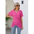 thumbnail image 4 of Camiseta plisada con nudo retorcido para mujer, Jersey Irregular con cuello en V, Tops de manga corta, camisetas informales de Color sólido para mujer, novedad de verano, 4 of 5