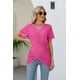 thumbnail image 3 of Camiseta plisada con nudo retorcido para mujer, Jersey Irregular con cuello en V, Tops de manga corta, camisetas informales de Color sólido para mujer, novedad de verano, 3 of 4