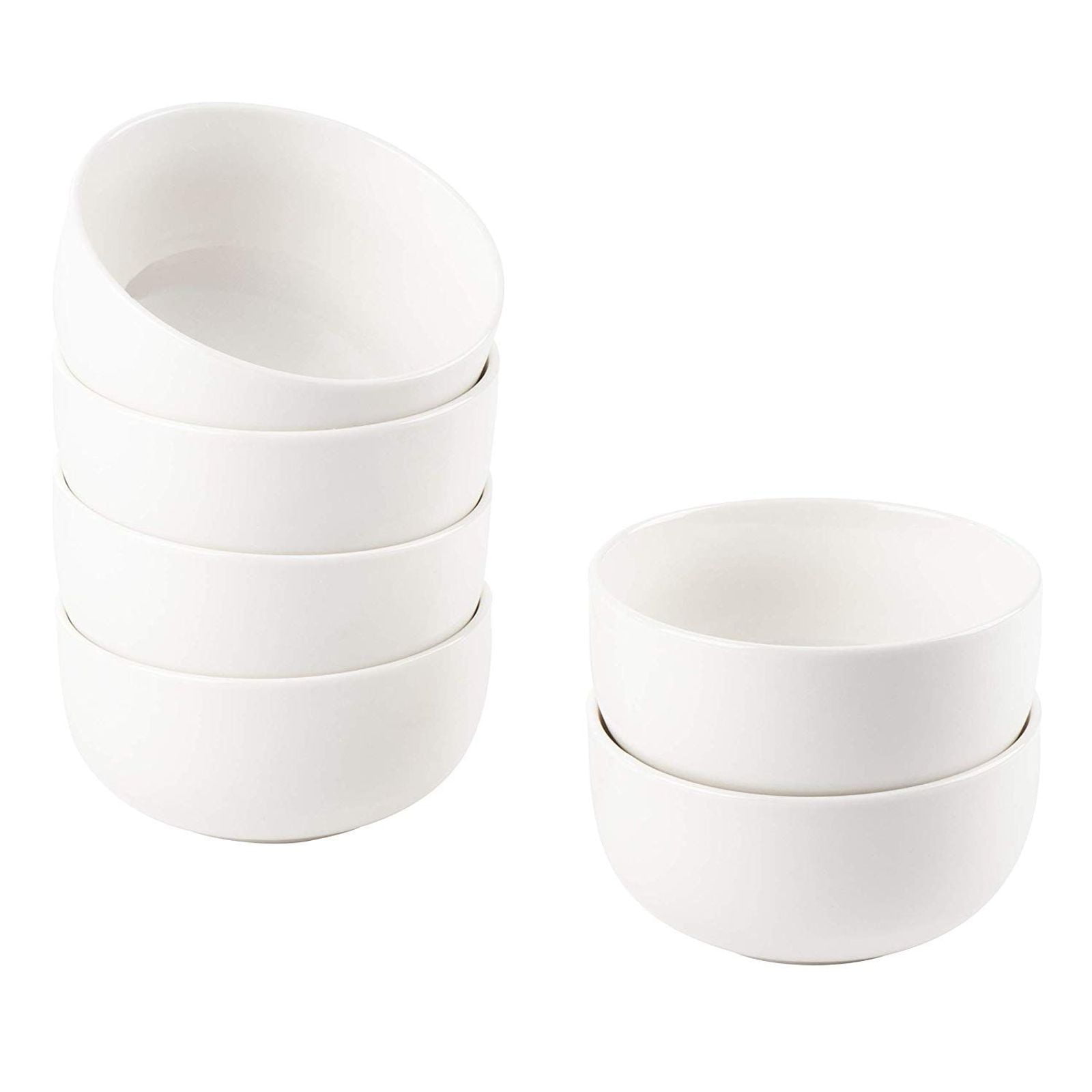 Set of 6 Ceramic Soup Cereal Jelly Pudding Bowls 12 cm Porcelain