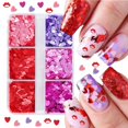 thumbnail image 1 of GLINLS Set de glitter para uñas con corazones, 6 compartimentos, San Valentín, 1 of 8