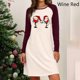thumbnail image 2 of Vestido suelto informal de manga larga con estampado navideño y cuello redondo para mujer Fridja  nbo1064, 2 of 6