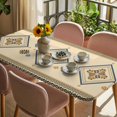 thumbnail image 3 of Beige Khaki Boho Table Cloths for 5 Foot Rectangle Tables, Vintage Ethnic Tribe Abstract Art Retro Patio Waterproof Elastic Fitted Tablecloths, Washable Rectangular Table Cover for Camping, 3 of 8