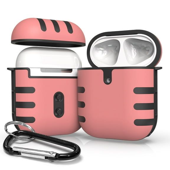 Duo Shield Slim Designed For Apple AirPods Generation 1 & 2 case, Pink/Black