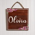 thumbnail image 1 of Artblox Wooden Name Sign & Flowers | Personalized Signs | Custom Sign Wood Plaque | Baby Sign Gifts for Baby Girl Nursery Decor Decorations for Girls Bedroom - Brown, 1 of 8