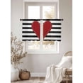 thumbnail image 3 of Valentine's Day Sheer Curtains 54 Inch Length 2 Panels Set, Red Love Heart Black Striped Farmhouse Voile Window Treatment Rod Pocket Short Kitchen Curtains Drapes for Bedroom 52"x54"x2, 3 of 7