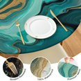 thumbnail image 4 of Teal Marble Gold Line Pattern Round Fitted Tablecloth with Elastic Edge,Dining Table Cover Waterproof,Outdoor Round Tablecloth for Camping,Dining,Indoor and Outdoor, 4 of 7
