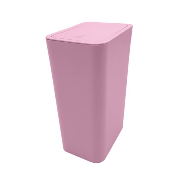 Cubo de basura Uanit para baño con tapa, pequeño, con tapa a presión, de plástico delgado y a prueba de perros, con tapa emergente para inodoro, oficina, dormitorio y sala de estar, 33 x 15 x 23 cm