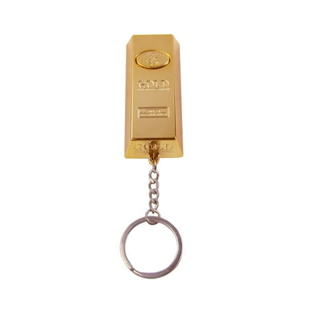 Gold Bar LED Flashlight Car Keychain Red Laser Pointer Keyring Bag Charm Key Ring Chain