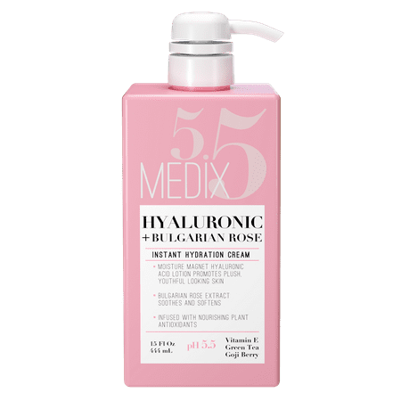 Medix 5.5 Hyaluronic Acid Cream w/ Bulgarian Rose. Intense Hydrating Cream for Wrinkles and Fine Lines. Anti-Aging Cream for Body. 15 fl oz