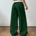 thumbnail image 4 of longantii Wide Leg Sweatpants Women High Waisted Baggy Pants Drawstring Elastic Waist Athletic Joggers Baggy Sweatpant Dark Green L, 4 of 5