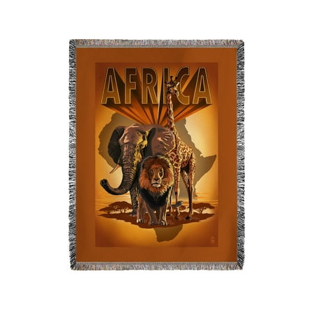 Chenille Giraffe - Africa - Elephant, Lion & Giraffe - Lantern Press Artwork (60x80 Woven Chenille Yarn Blanket)