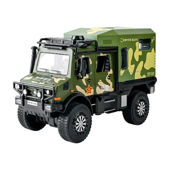 Coche coleccionable fundido a presión 1:20, camión de juguete con luz y sonido incorporado, modelo de Metal extraíble para coleccionistas, regalo de verde