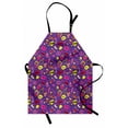 thumbnail image 1 of Emoticon Apron, Nineties Comic Book Style for Women with Cosmetics Stars Lips Hearts on Purple, Unisex Kitchen Bib with Adjustable Neck for Cooking Gardening, Adult Size, Multicolor, by Ambesonne, 1 of 4
