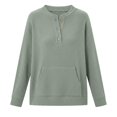 thumbnail image 5 of CAIXIA Womens Long Sleeve Waffle Knit Henley Shirts | Button Down Raglan Top, Loose Fit Cozy Basic Tees, Comfy Clothes, Casual Pullover Tunic for Spring, Fall, Winter Layering, 5 of 5
