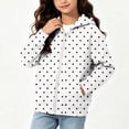 thumbnail image 5 of Xdegoge Kids Girls Polka Dot Zip Up Hoodie Long Sleeve Black Jacket with Pockets Casual Fall Winter Outerwear Sweatshirts, Size 5-6, 5 of 7